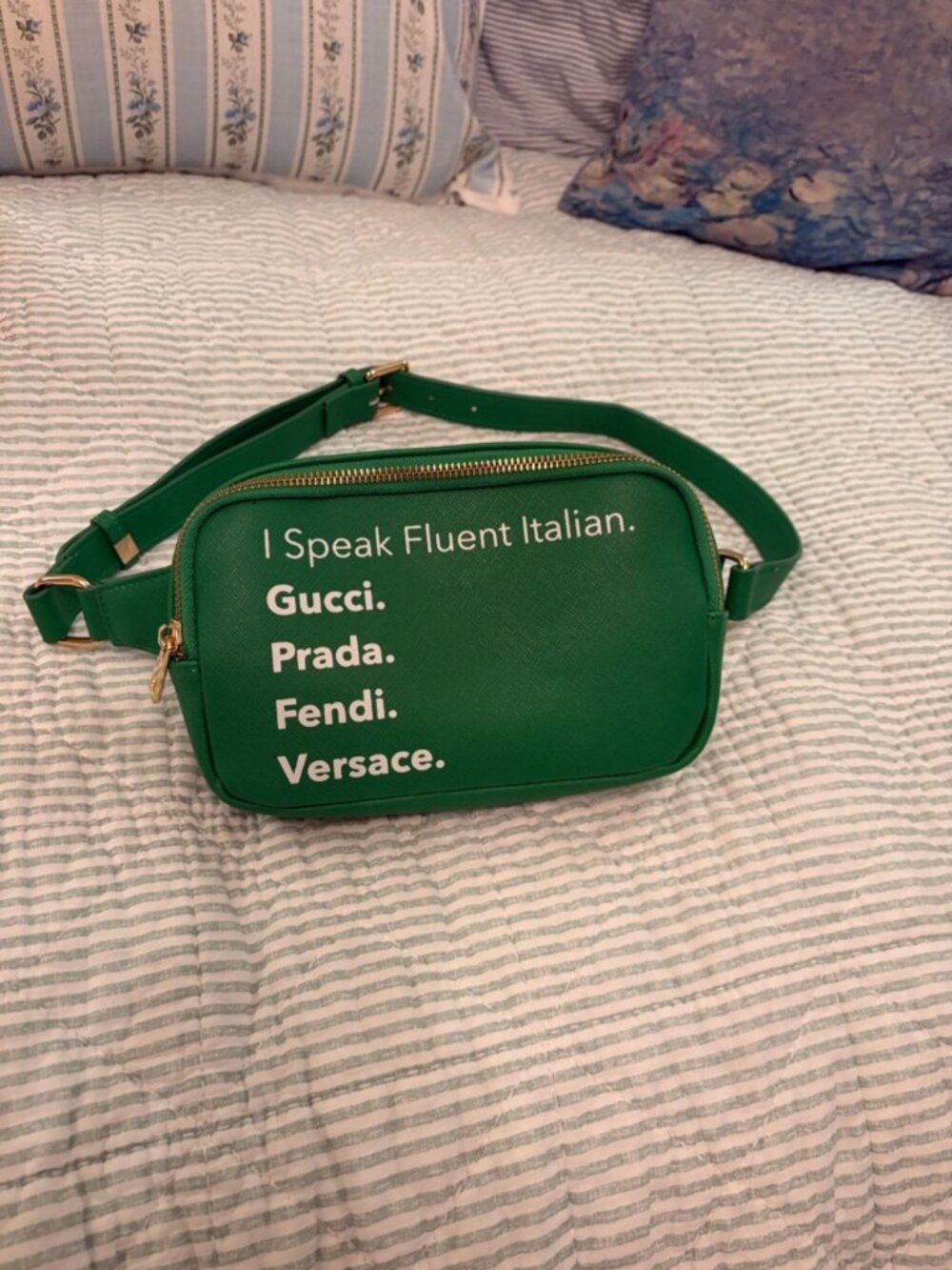 LA|TC Kelly Green I Speak Fluent Italian Belt Bag